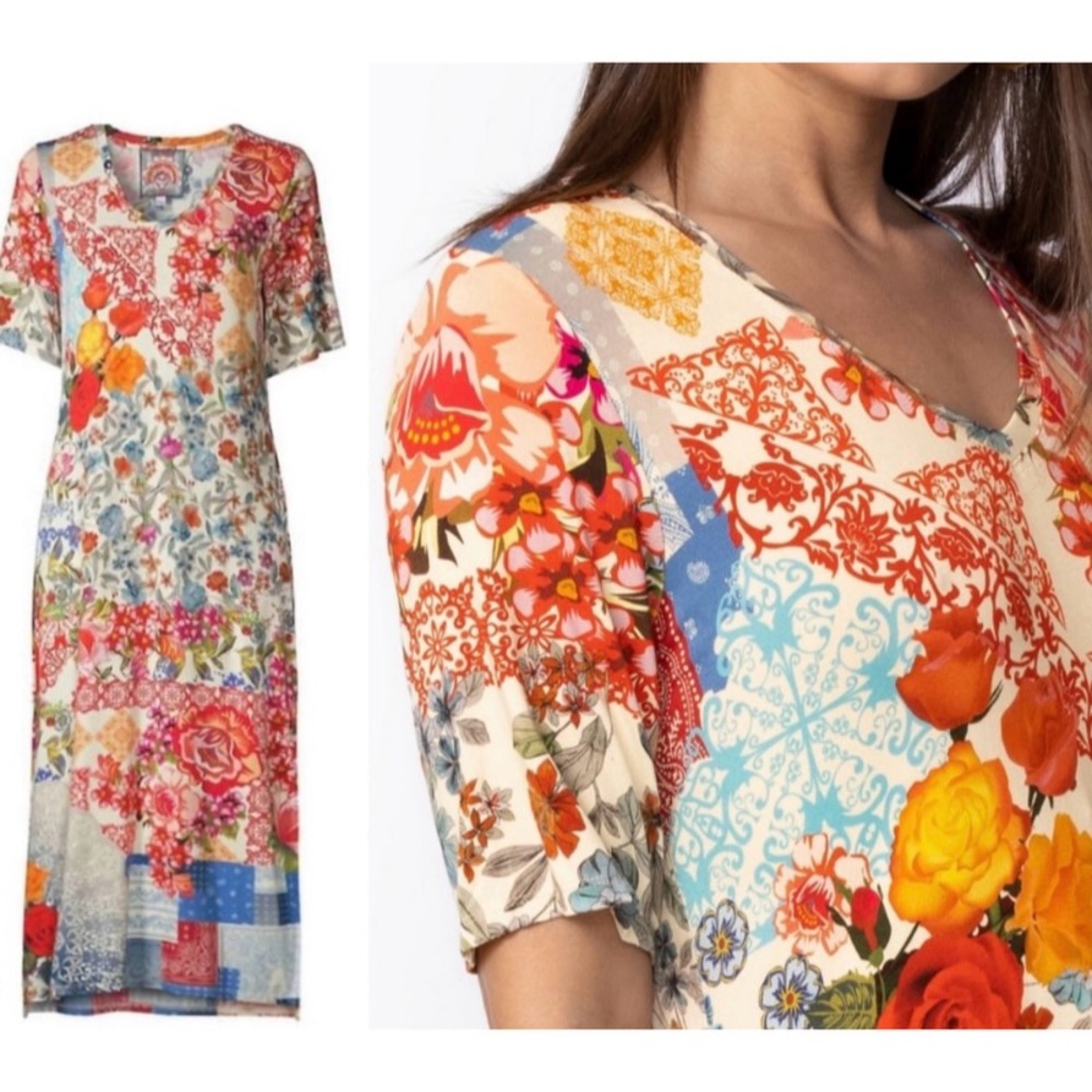 Johnny Was Tango Maxi T-Shirt Midi Length Patchwork Dress Size XL